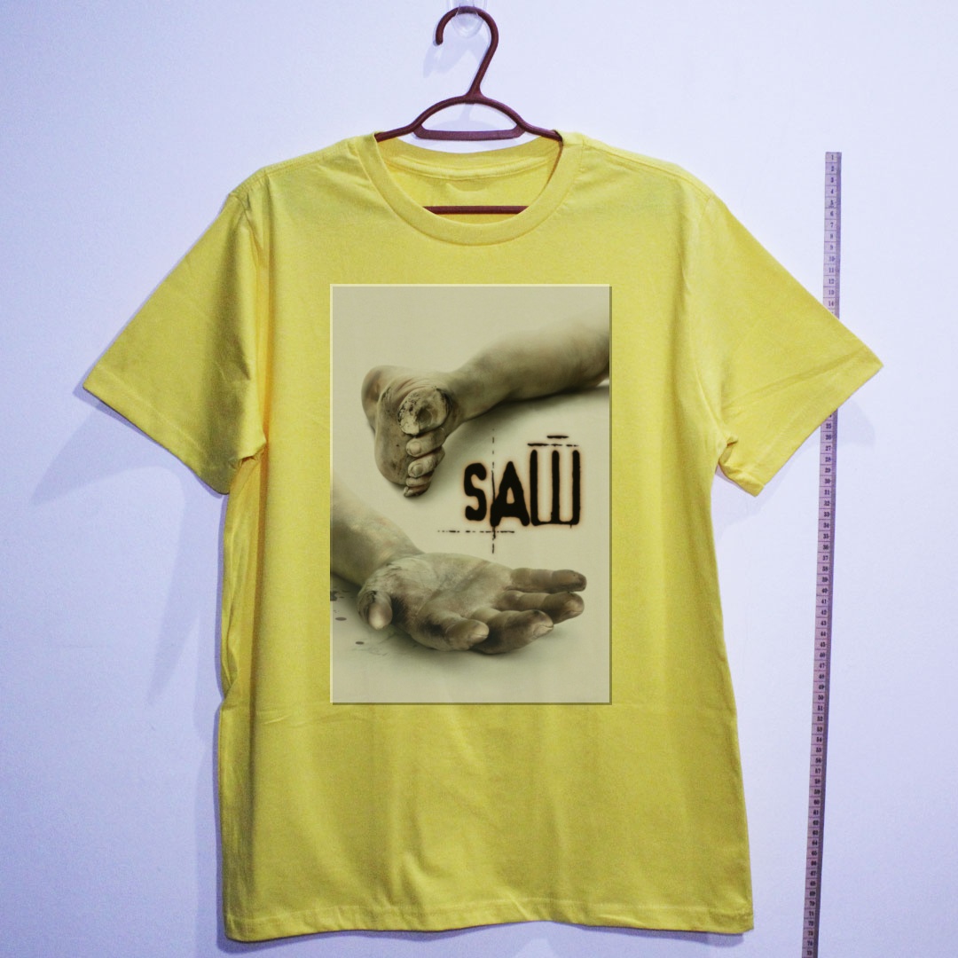 Camiseta_algodao_amarelo_camarada_do_alem_-_Saw_Jogos_mortais | Saw (Jogos mortais)