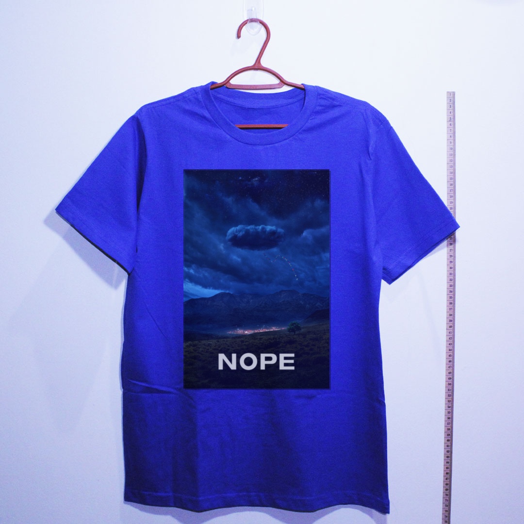 Camiseta_algodao_azul_camarada_do_alem_-_Nope_Nao_Nao_olhe | Nope (Não! Não olhe!)