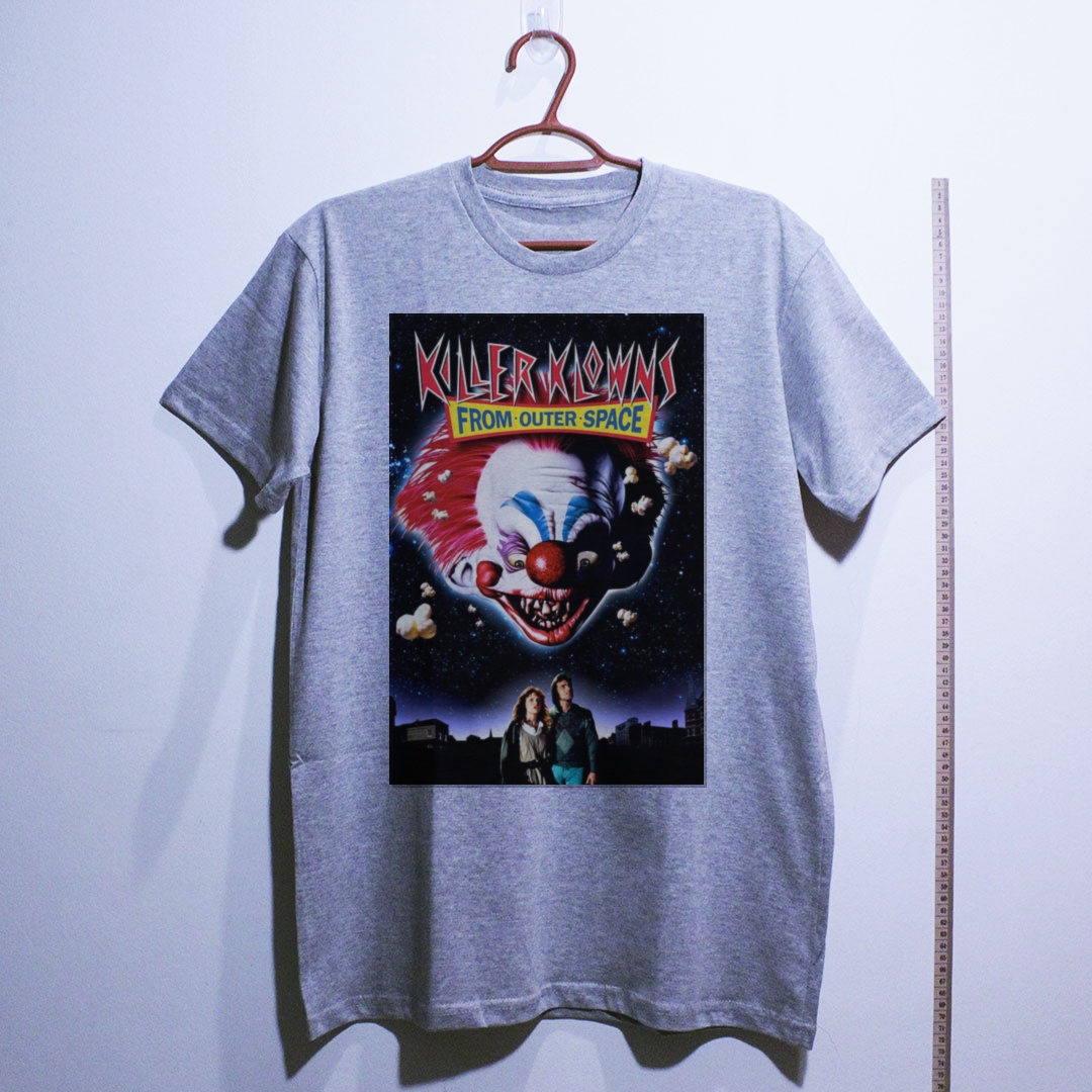 Camiseta_algodao_cinza_claro_camarada_do_alem_-_Killer_Klowns_from_Outer_Space_Palhacos_assassinos_do_espaco_sideral | Killer Klowns from Outer Space (Palhaços assassinos do espaço sideral)