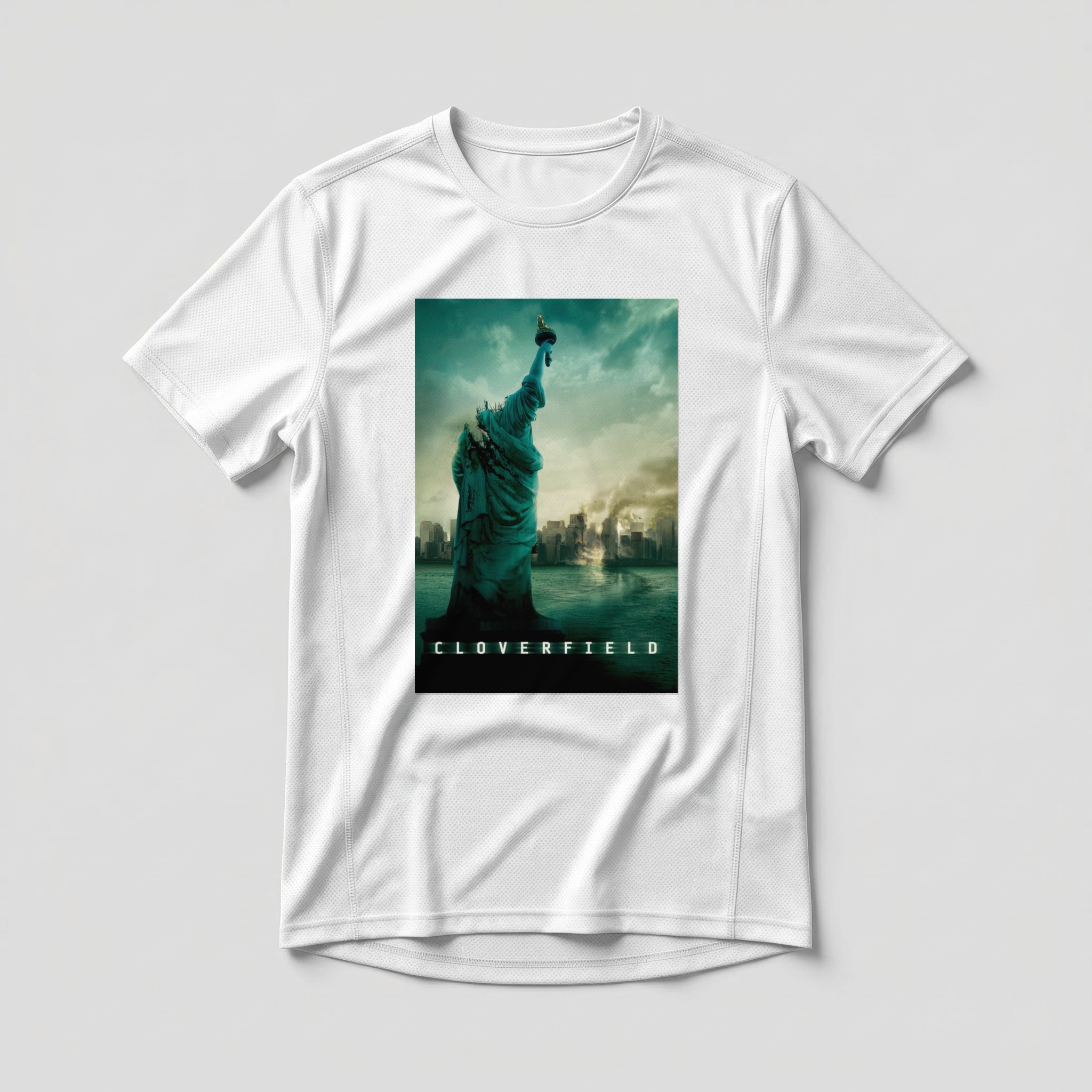 Camiseta_dry_fit_branco_camarada_do_alem_-_Cloverfield_Cloverfield_-_monstro | Cloverfield (Cloverfield - monstro)