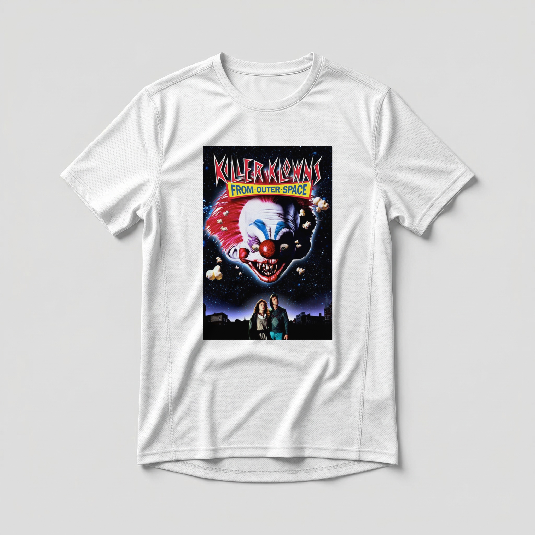Camiseta_dry_fit_branco_camarada_do_alem_-_Killer_Klowns_from_Outer_Space_Palhacos_assassinos_do_espaco_sideral | Killer Klowns from Outer Space (Palhaços assassinos do espaço sideral)