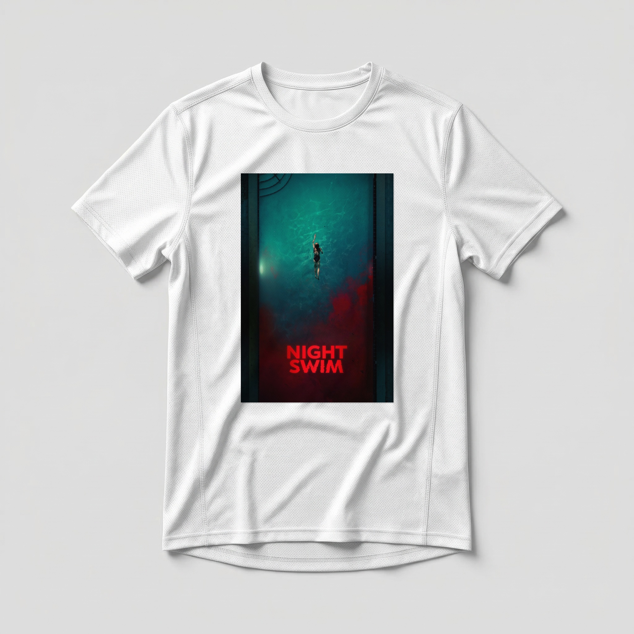 Camiseta_dry_fit_branco_camarada_do_alem_-_Night_Swim_A_piscina | Night Swim (A piscina)