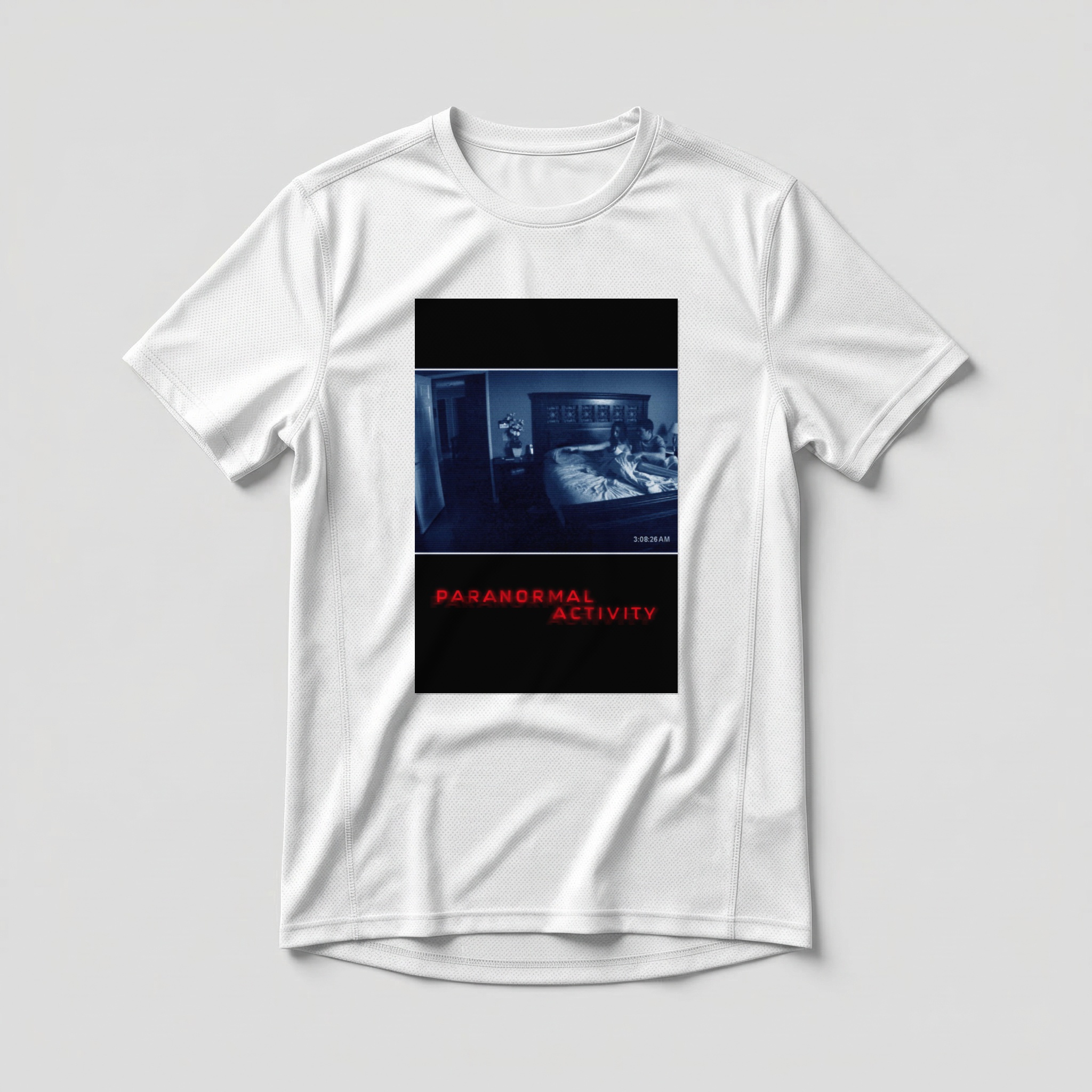 Camiseta_dry_fit_branco_camarada_do_alem_-_Paranormal_Activity_Atividade_paranormal | Paranormal Activity (Atividade paranormal)