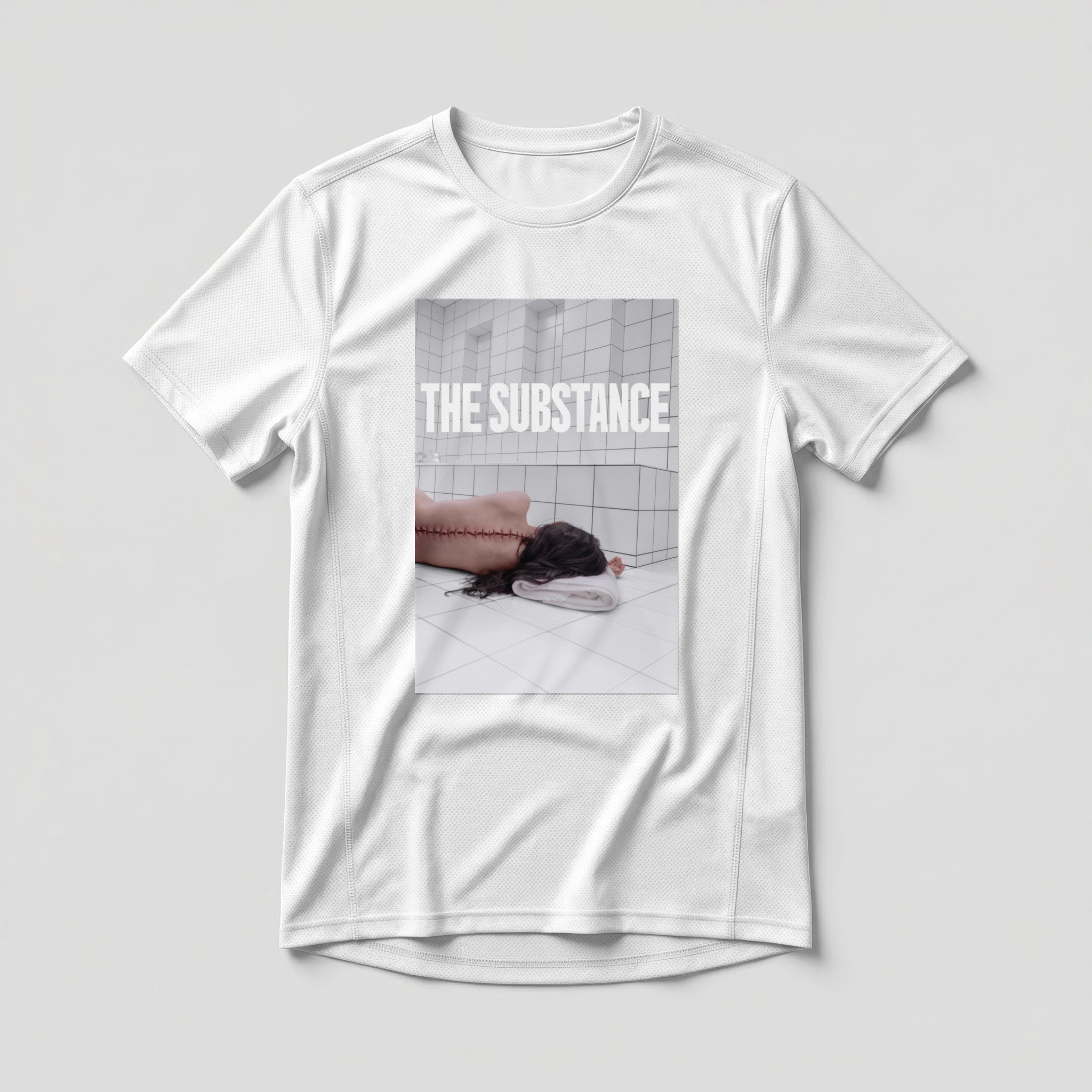 Camiseta_dry_fit_branco_camarada_do_alem_-_The_Substance_A_substancia | The Substance (A substância)