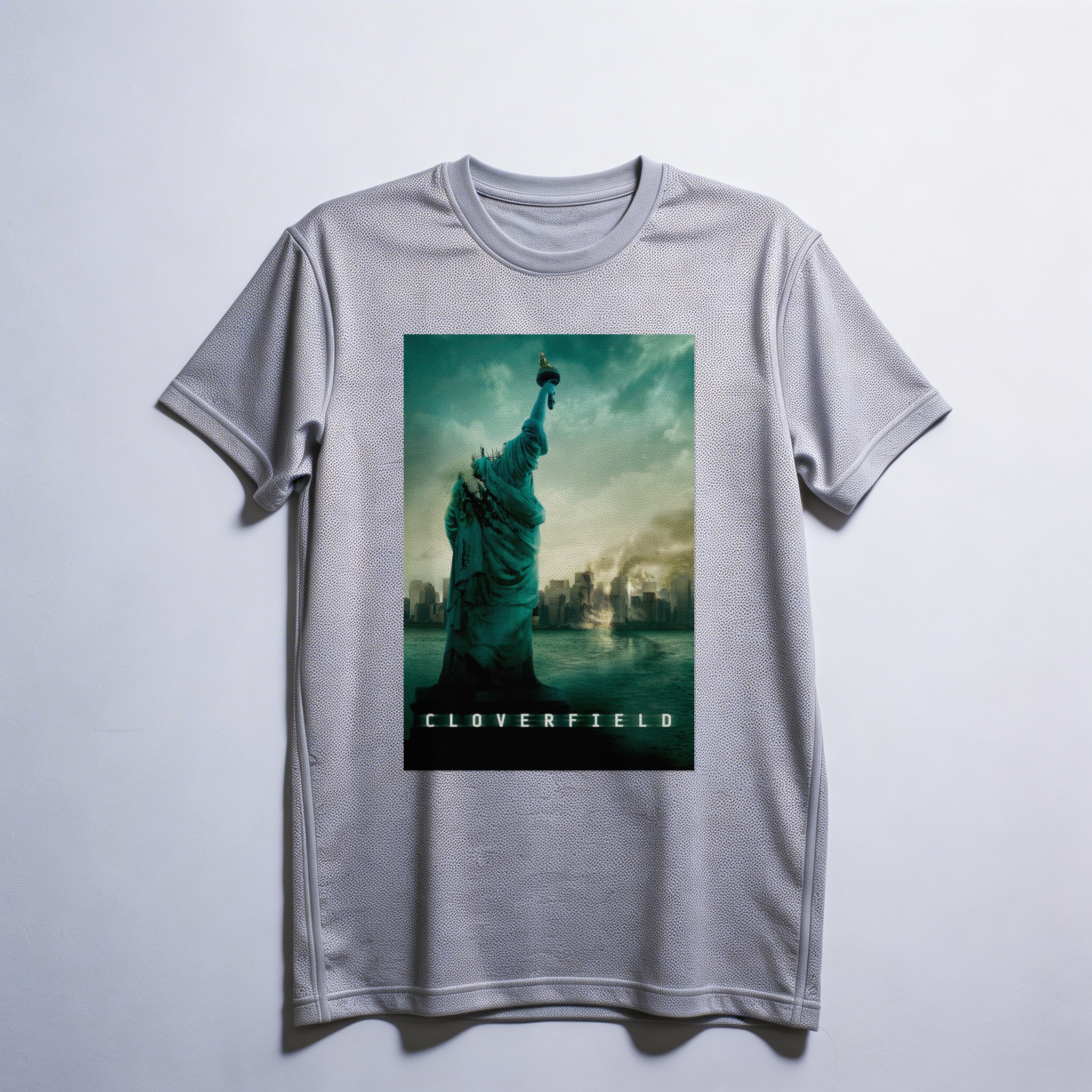 Camiseta_dry_fit_cinza_claro_camarada_do_alem_-_Cloverfield_Cloverfield_-_monstro | Cloverfield (Cloverfield - monstro)
