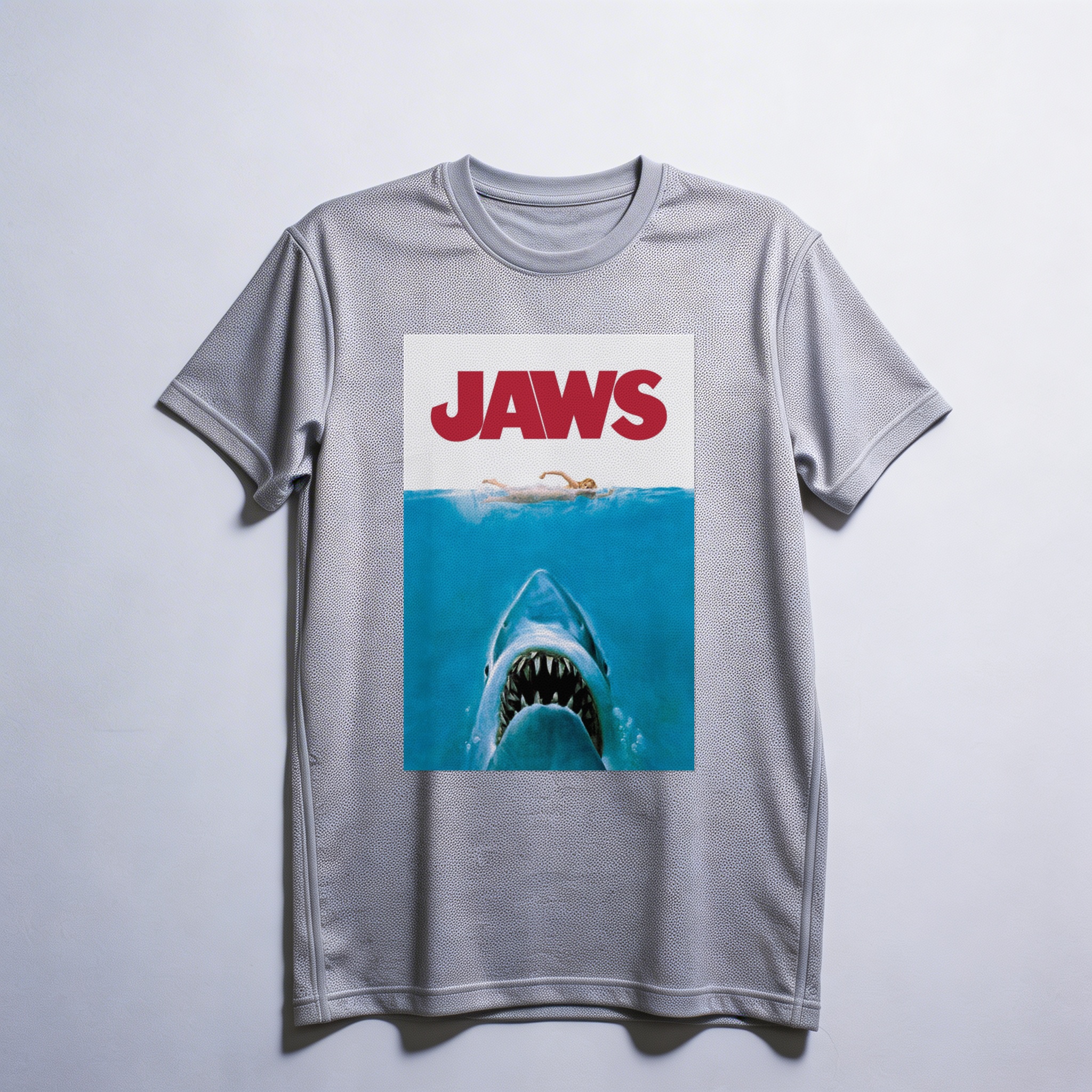 Camiseta_dry_fit_cinza_claro_camarada_do_alem_-_Jaws_Tubarao | Jaws (Tubarão)