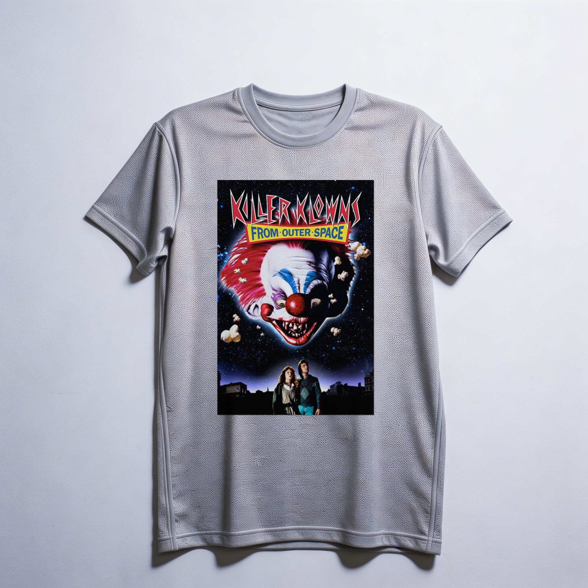 Camiseta_dry_fit_cinza_claro_camarada_do_alem_-_Killer_Klowns_from_Outer_Space_Palhacos_assassinos_do_espaco_sideral | Killer Klowns from Outer Space (Palhaços assassinos do espaço sideral)