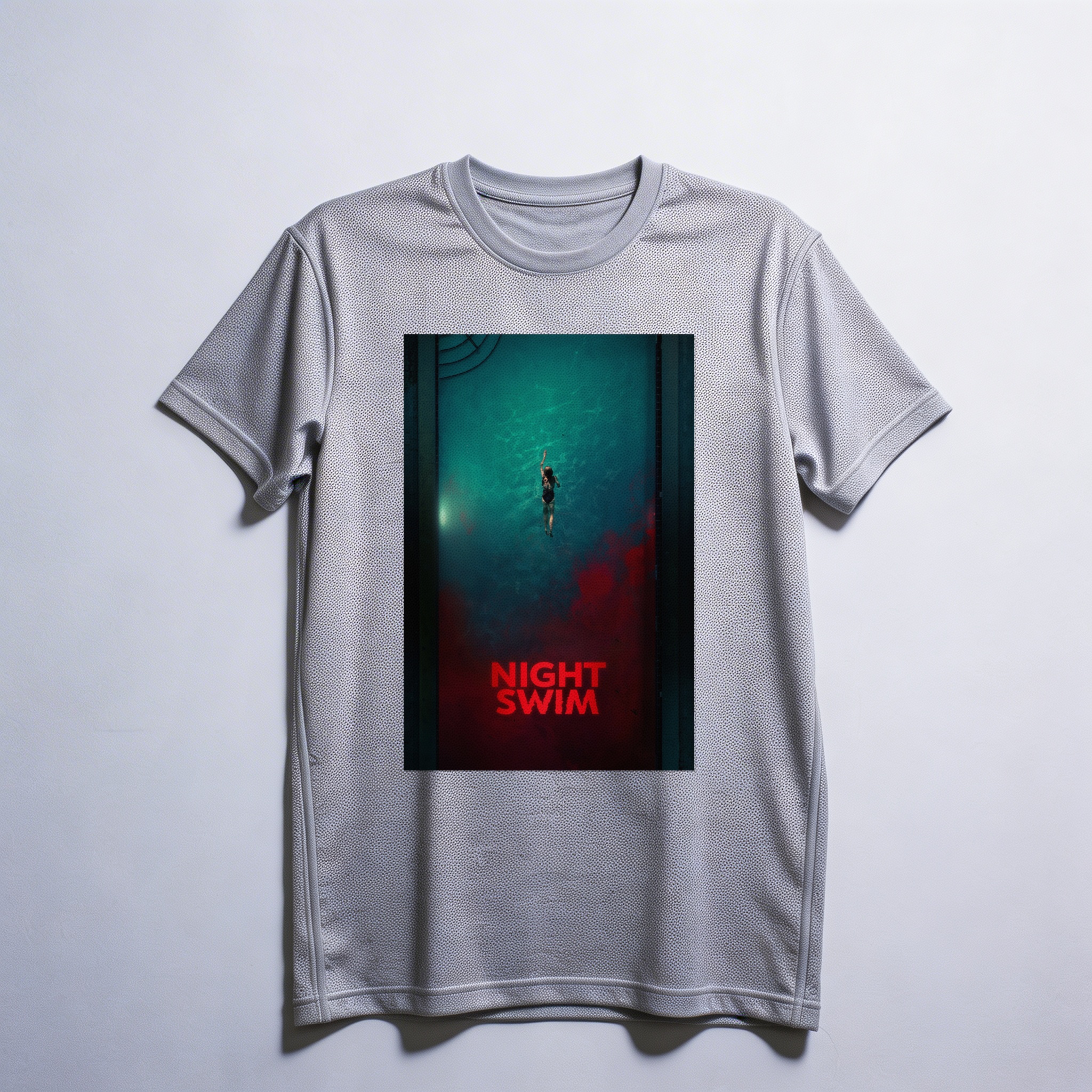 Camiseta_dry_fit_cinza_claro_camarada_do_alem_-_Night_Swim_A_piscina | Night Swim (A piscina)