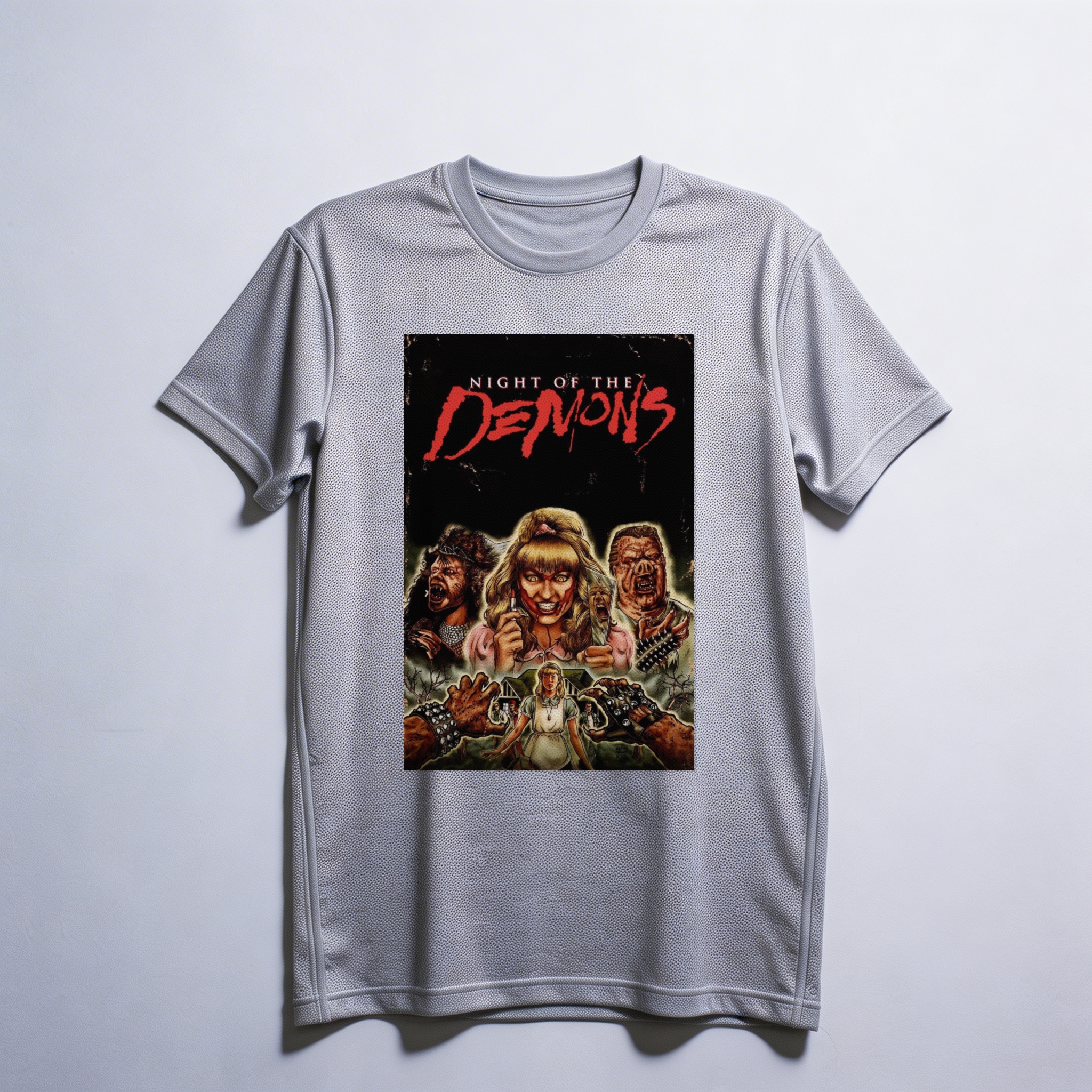 Camiseta_dry_fit_cinza_claro_camarada_do_alem_-_Night_of_the_Demons_A_noite_dos_demonios | Night of the Demons (A noite dos demônios)