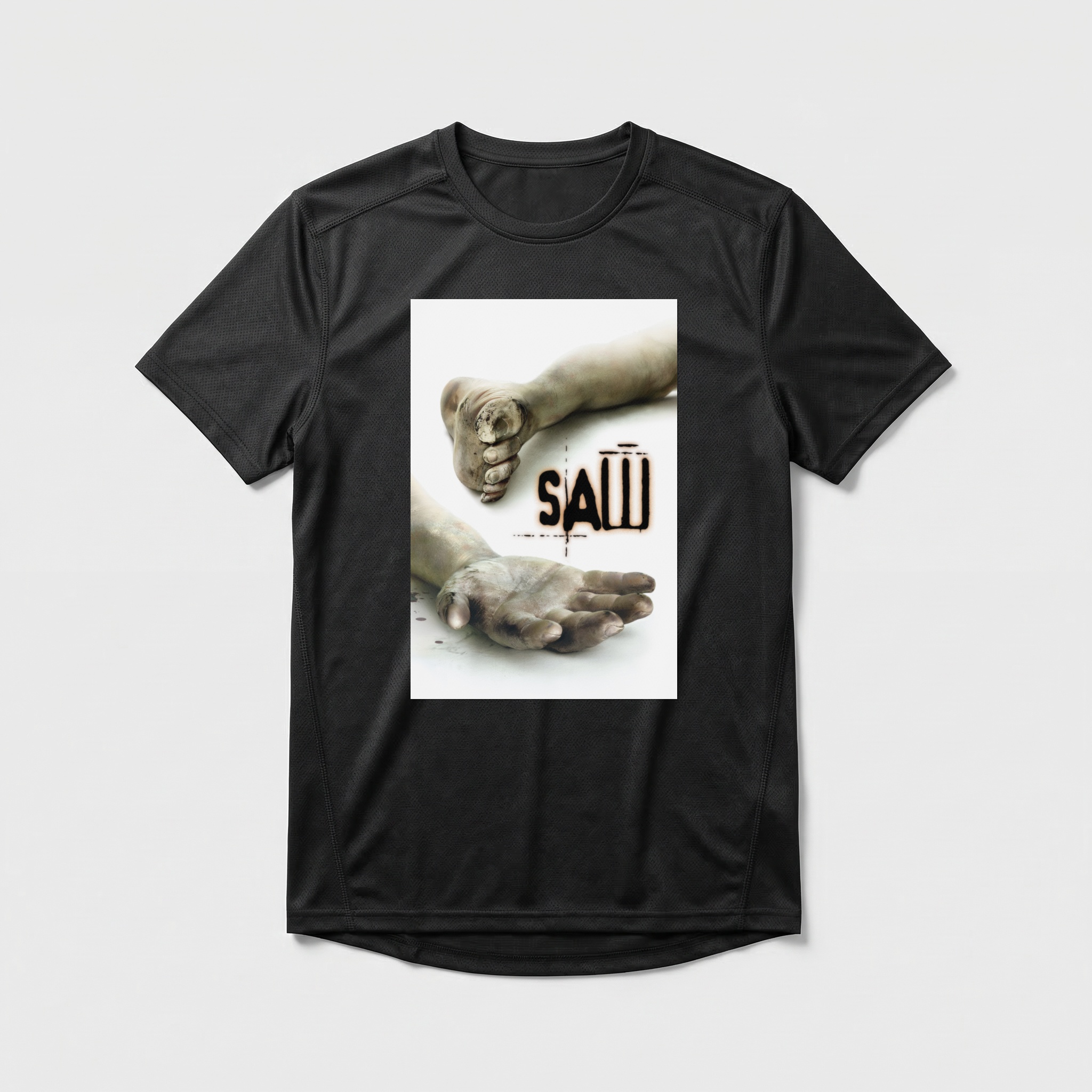 Camiseta_dry_fit_preto_camarada_do_alem_-_Saw_Jogos_mortais | Saw (Jogos mortais)