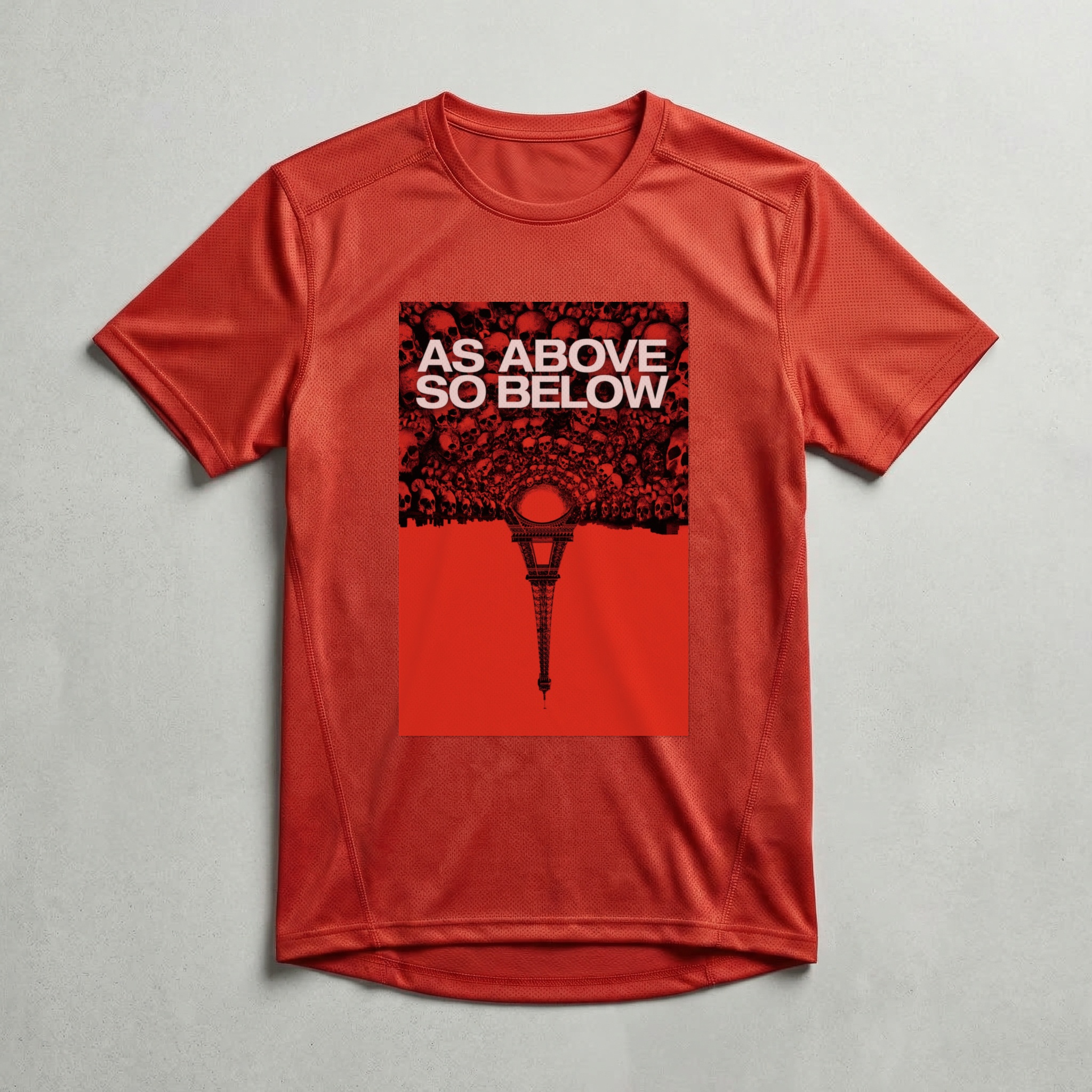 Camiseta_dry_fit_vermelho_camarada_do_alem_-_As_Above_So_Below_As_above_so_below_-_nas_profundezas_do_medo | As Above So Below (As above so below - nas profundezas do medo)