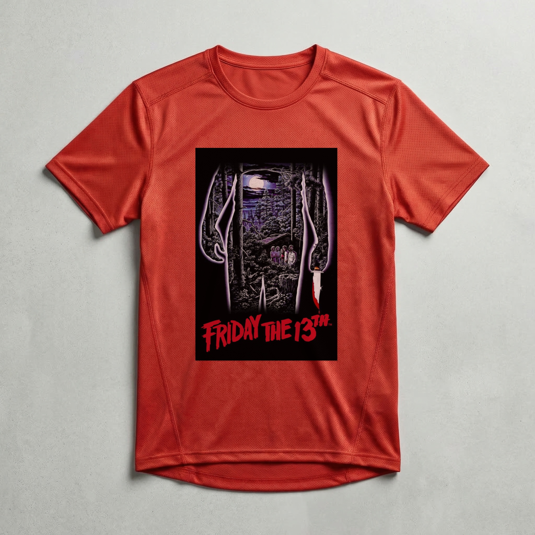 Camiseta_dry_fit_vermelho_camarada_do_alem_-_Friday_the_13th_Sexta-feira_13 | Friday the 13th (Sexta-feira 13)