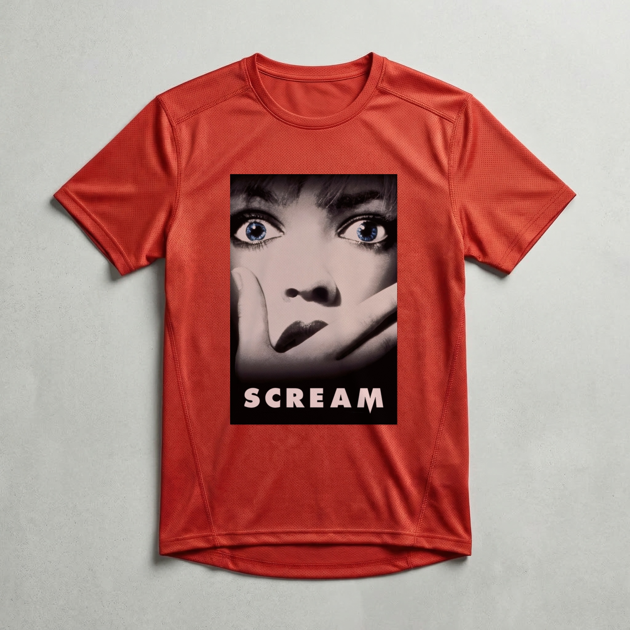 Camiseta_dry_fit_vermelho_camarada_do_alem_-_Scream_Panico | Scream (Pânico)