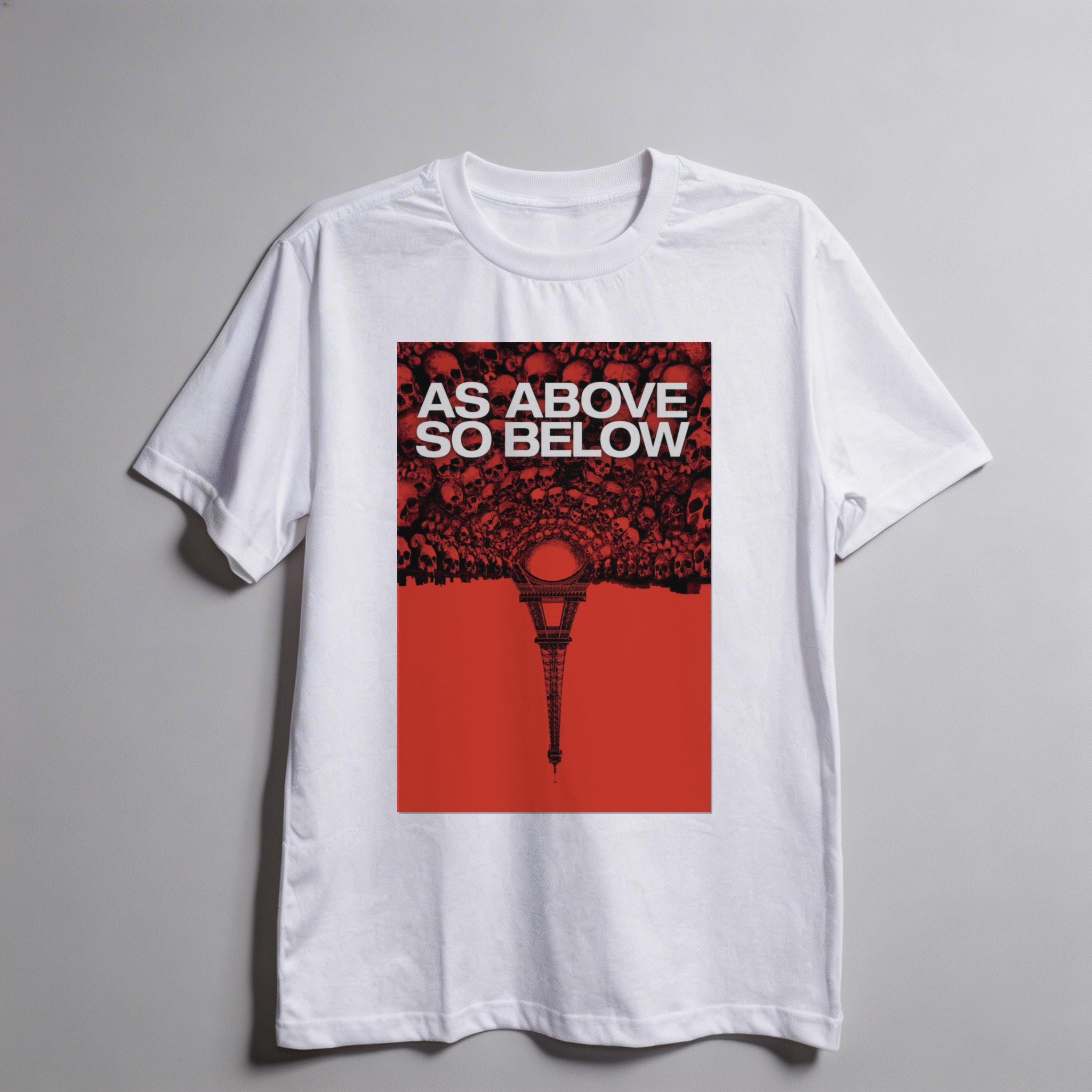 Camiseta_oversized_branco_camarada_do_alem_-_As_Above_So_Below_As_above_so_below_-_nas_profundezas_do_medo | As Above So Below (As above so below - nas profundezas do medo)