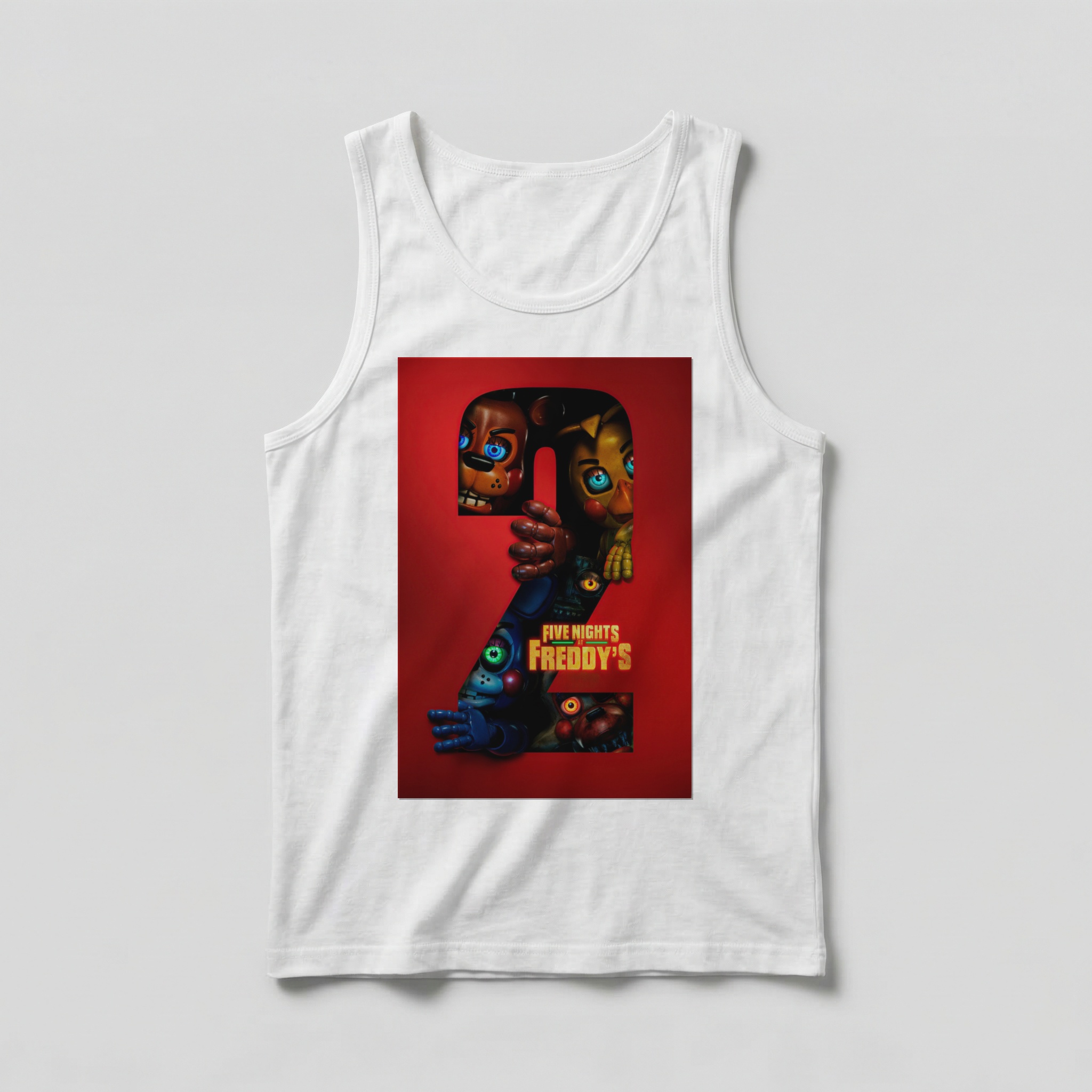 Camiseta_regata_branco_camarada_do_alem_-_Five_Nights_at_Freddys_Five_nights_at_Freddys | Five Nights at Freddys (Five nights at Freddy's)