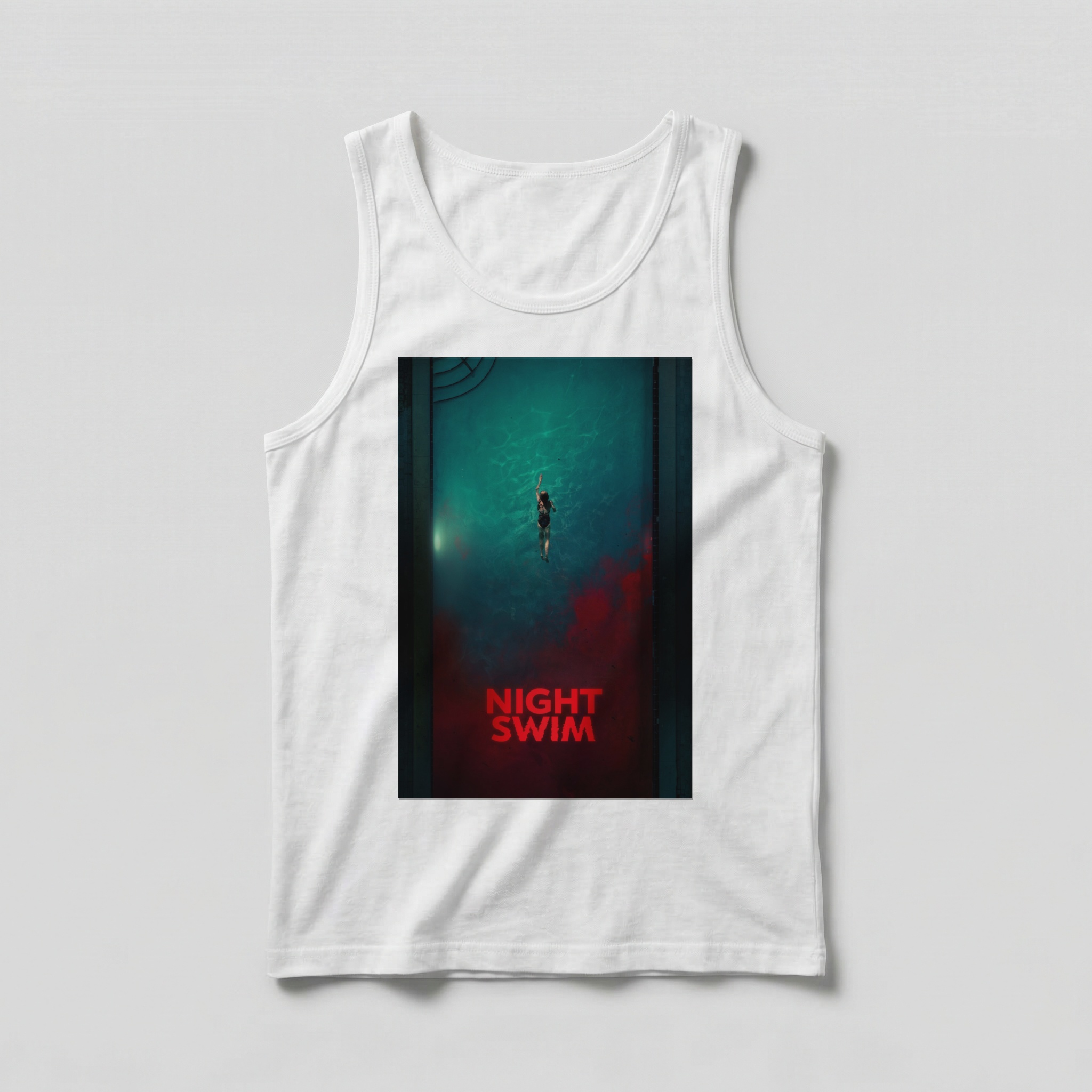 Camiseta_regata_branco_camarada_do_alem_-_Night_Swim_A_piscina | Night Swim (A piscina)